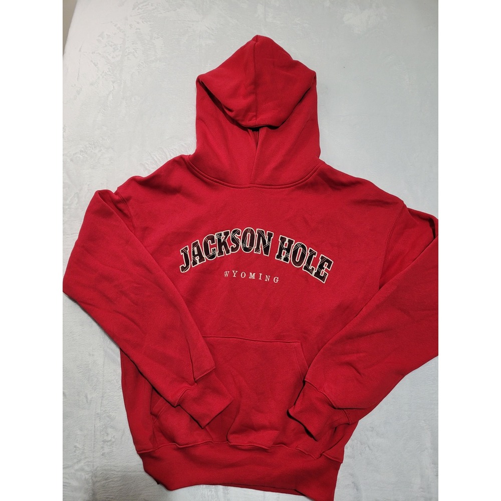 NWT Wild Fable Jackson Hole Hoodie XXS Red Oversized Wyoming Plaid Graphic‎